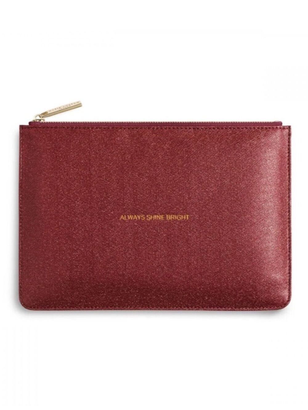 Katie Loxton London Red Shimmer Perfect Pouch with Always Shine Bright Embossed